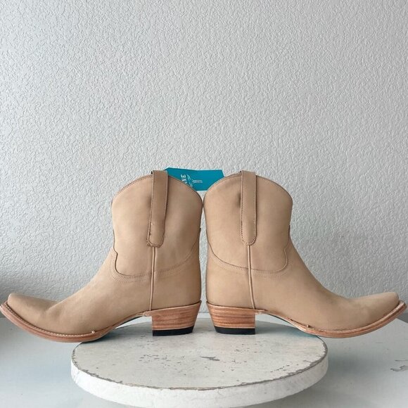 Lane EMMA JANE Womens Cowboy Booties 8.5 Tan Western Cowgirl Short Ankle Boots - Picture 8 of 12